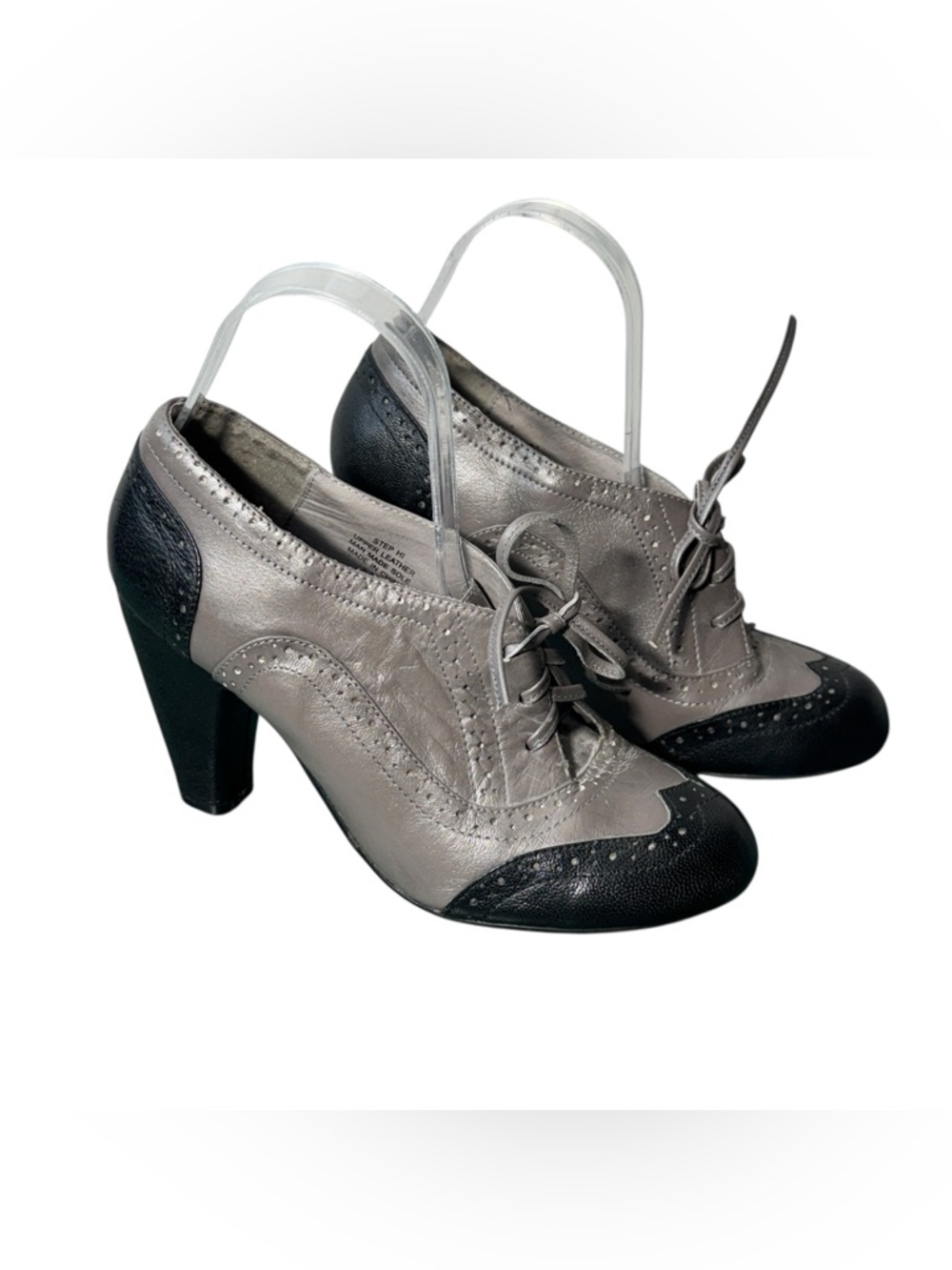 Jeffrey Campbell Black & Gray Heeled Lace Up Oxfords Size 7.5